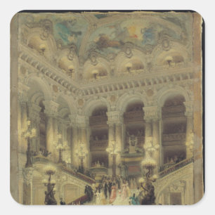 De trap van de opera, 1877 vierkante sticker