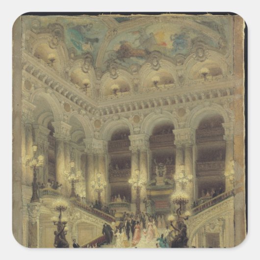 De trap van de opera, 1877 vierkante sticker (Voorkant)