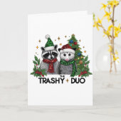 De Trashy Duo Cute Animals Kerstgroet Kaart (Gele Bloem)