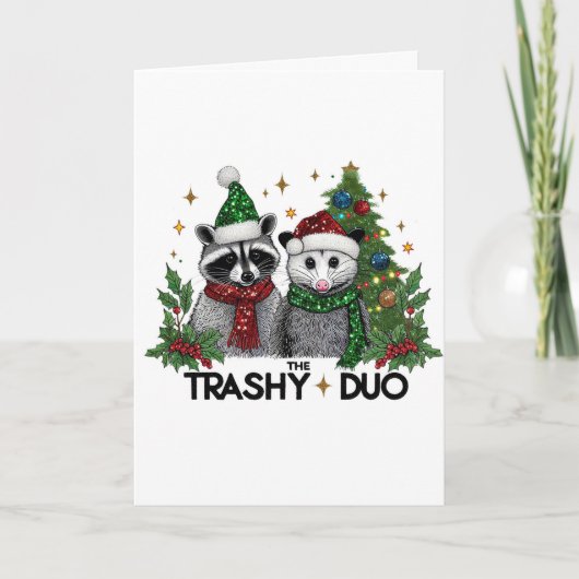 De Trashy Duo Schattige Dieren Kerst Groet Kaart (Voorkant)
