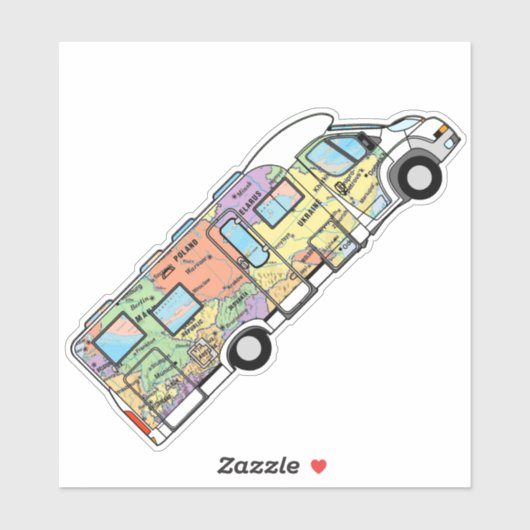 De Travelling RV camper wereldkaart Sticker (Vel)