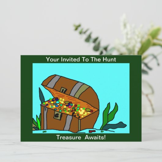 De Treasure Hunt past en personaliseert uitnodigin Kaart (Staand voorkant)