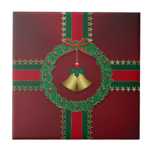 De Treeft van Kerstmis van sterren en van Strepen Tegeltje