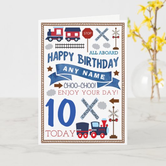 De trein Gepersonaliseerde Kaart van de Verjaardag (Gele Bloem)