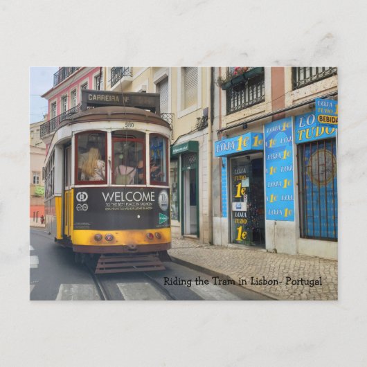 De trein in Lissabon Briefkaart (Voorkant)