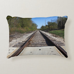 De Trein van de spoorweg volgt Foto Decoratief Kussen