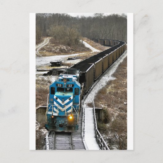 De Trein van de steenkool in de Winter Briefkaart (Voorkant)