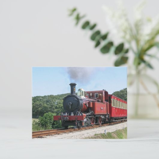De trein van de stoom in Castletown het Eiland Man Briefkaart (Staand voorkant)