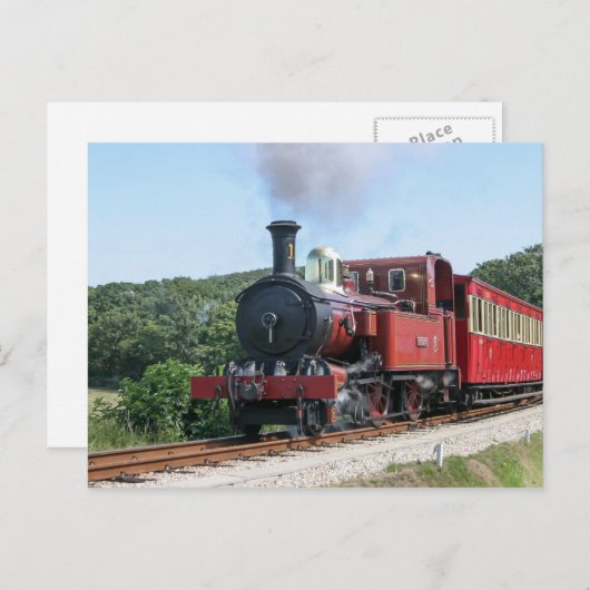 De trein van de stoom in Castletown het Eiland Man Briefkaart (Voorkant / Achterkant)