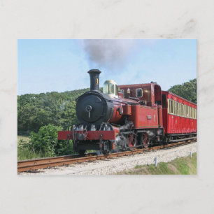 De trein van de stoom in Castletown het Eiland Man Briefkaart