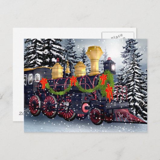 De trein van Kerstmis Feestdagenkaart (Voorkant / Achterkant)