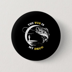 De Trek Is Mijn Visserij Drugvis Visser Fun Angl Ronde Button 5,7 Cm