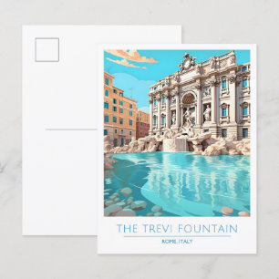 De Trevi Fontein Rome Italië Vintage Travel Briefkaart