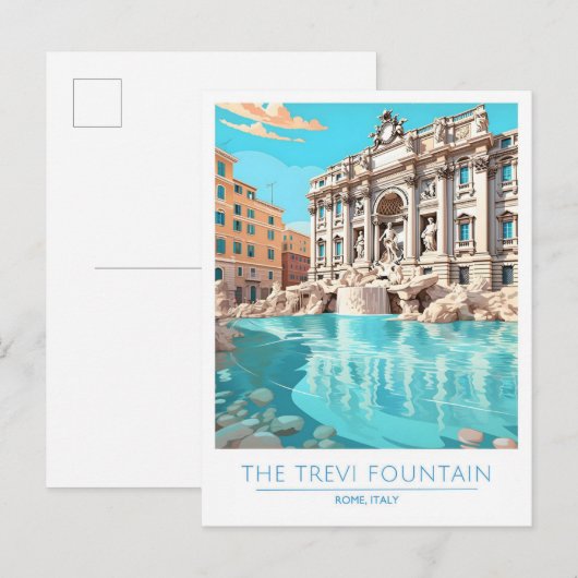 De Trevi Fontein Rome Italië Vintage Travel Briefkaart (Voorkant / Achterkant)