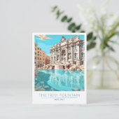De Trevi Fontein Rome Italië Vintage Travel Briefkaart (Staand voorkant)