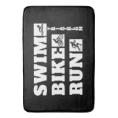 De triatlon van de hobbyist: zwemmen, fietsen, ren badmat (Voorkant Verticaal)