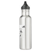 De triatlon van de hobbyist: zwemmen, fietsen, ren waterfles  (Rechts)