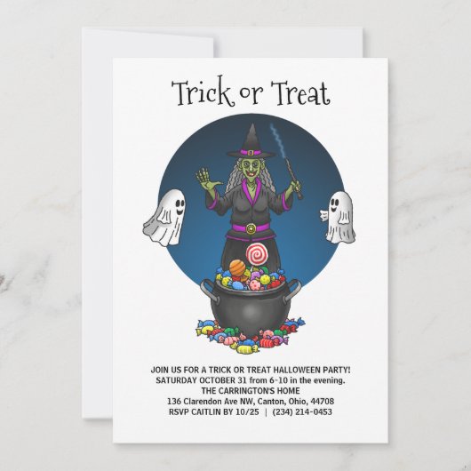 De trick or treat van de Groene Heks Halloween fee Kaart (Voorkant)