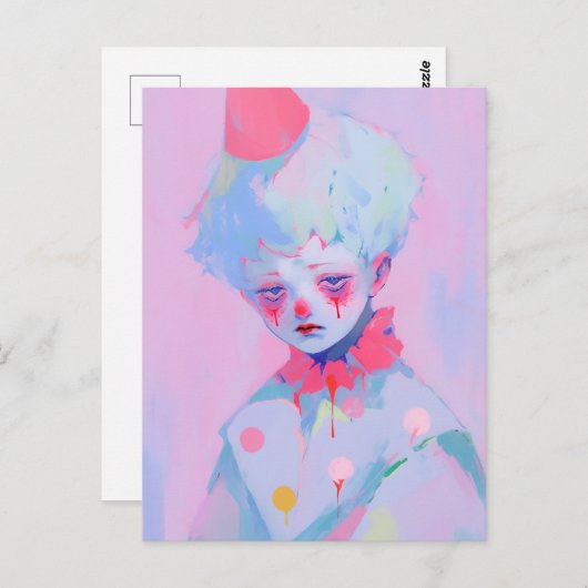 De trieste jonge clown briefkaart (Voorkant / Achterkant)