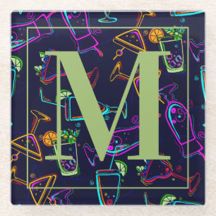 De trillende Cocktails van het Neon van Kleuren op Glazen Onderzetter