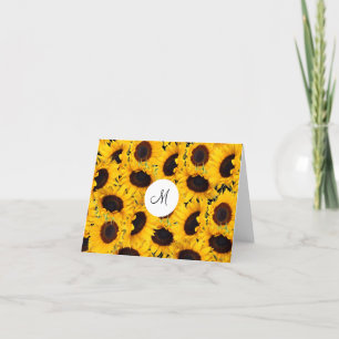 De Trillende Mooie Zonnebloemen van het monogram Notitiekaartje