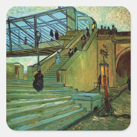 De Trinquetaille-brug van Vincent van Gogh Vierkante Sticker (Voorkant)