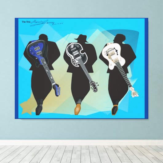 De trio-Verrekte achtergrond van het Canvas (Insitu (Houten vloer))