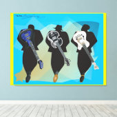 De trio-Verrekte achtergrond van het Canvas druk-G Afdruk (Insitu (Houten vloer))