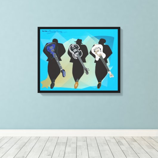 De trio-Verretched Canvas druk-Zwarte Achtergrond (Insitu (Houten vloer))