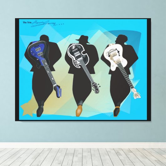 De trio-Verretched Canvas druk-Zwarte Achtergrond (Insitu (Houten vloer))