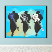 De trio-Verretched Canvas druk-Zwarte Achtergrond Afdruk (Insitu (Houten vloer))