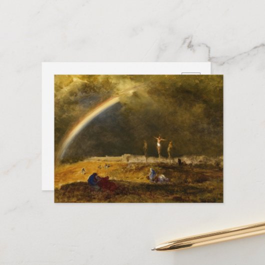 De triomf op Golgotha, 1874, George Inness Feestdagenkaart (Voorkant / Achterkant in situ)