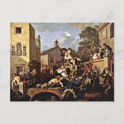 De triomf van de leden' door Hogarth William Briefkaart (Voorkant)