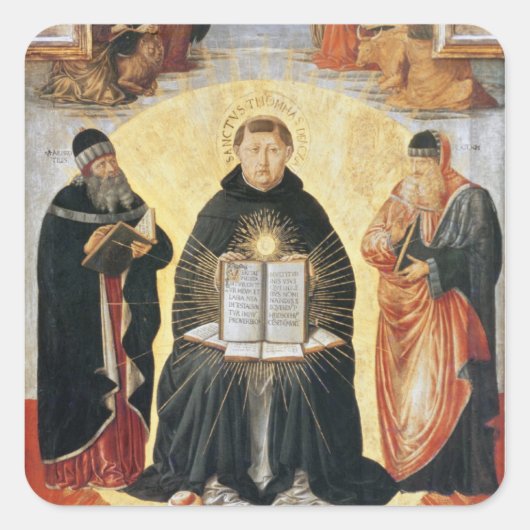 De triomf van St. Thomas Aquinas Vierkante Sticker (Voorkant)