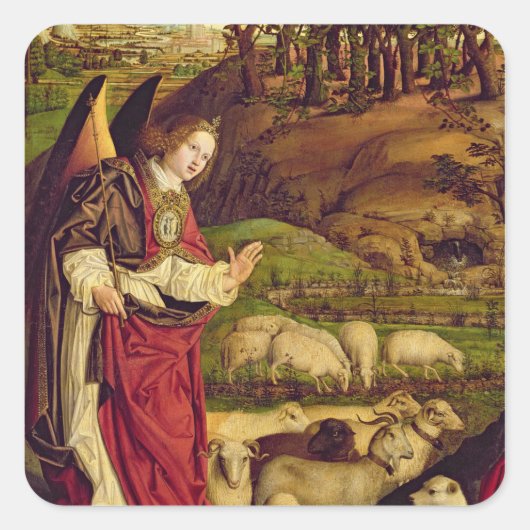 De triptych van Mozes en de verbrande Struik Vierkante Sticker (Voorkant)