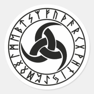 De Triskele Driehoekige Hoorn van Odin Ronde Sticker