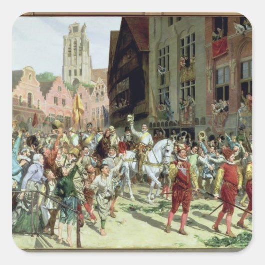 De Triumphal-aankomst in Rotterdam Vierkante Sticker (Voorkant)