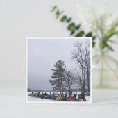 De troep van de sneeuwscooter op het Meer Michigan Feestdagenkaart (Staand voorkant)