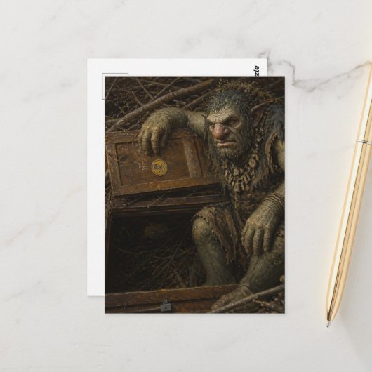 De trol bij de deur briefkaart (Voorkant / Achterkant in situ)