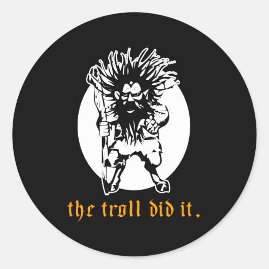 De troll deed het ronde sticker (Voorkant)