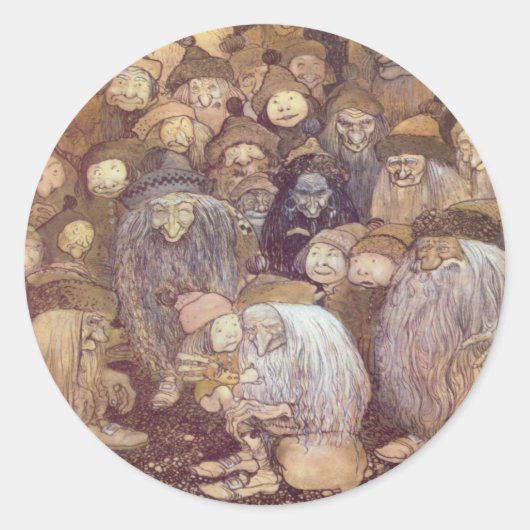 De Trolls en de jongste Tomte Ronde Sticker (Voorkant)