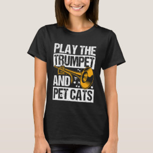 DE TROMPET SPELEN EN KATTEN AAIEN Trompettist Kat T-shirt