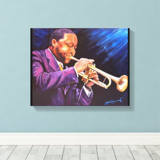 De trompettist 11" x 14" Canvas Galerij Print (Insitu (Houten vloer))