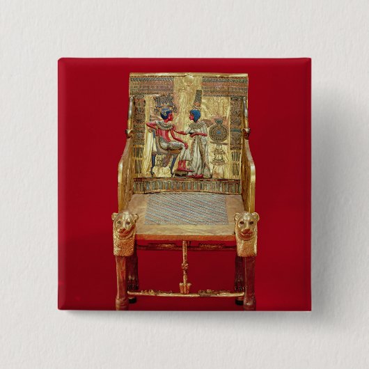 De troon, van de Tutankhamun Vierkante Button 5,1 Cm (Voorkant)