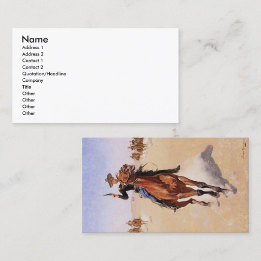 De Trooper van Frederic Remington Visitekaartje (Voorkant / Achterkant)