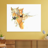 De troost van moeder, liefde, paard en veulen canvas afdruk (Insitu (Woonkamer))