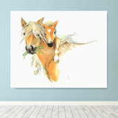De troost van moeder, liefde, paard en veulen canvas afdruk (Insitu (Houten vloer))