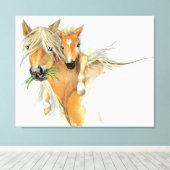 De troost van moeder, liefde, paard en veulen canvas afdruk (Insitu (Houten vloer))