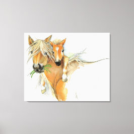 De troost van moeder, liefde, paard en veulen canvas afdruk