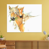 De troost van moeder, liefde, paard en veulen canvas afdruk (Insitu (Woonkamer))